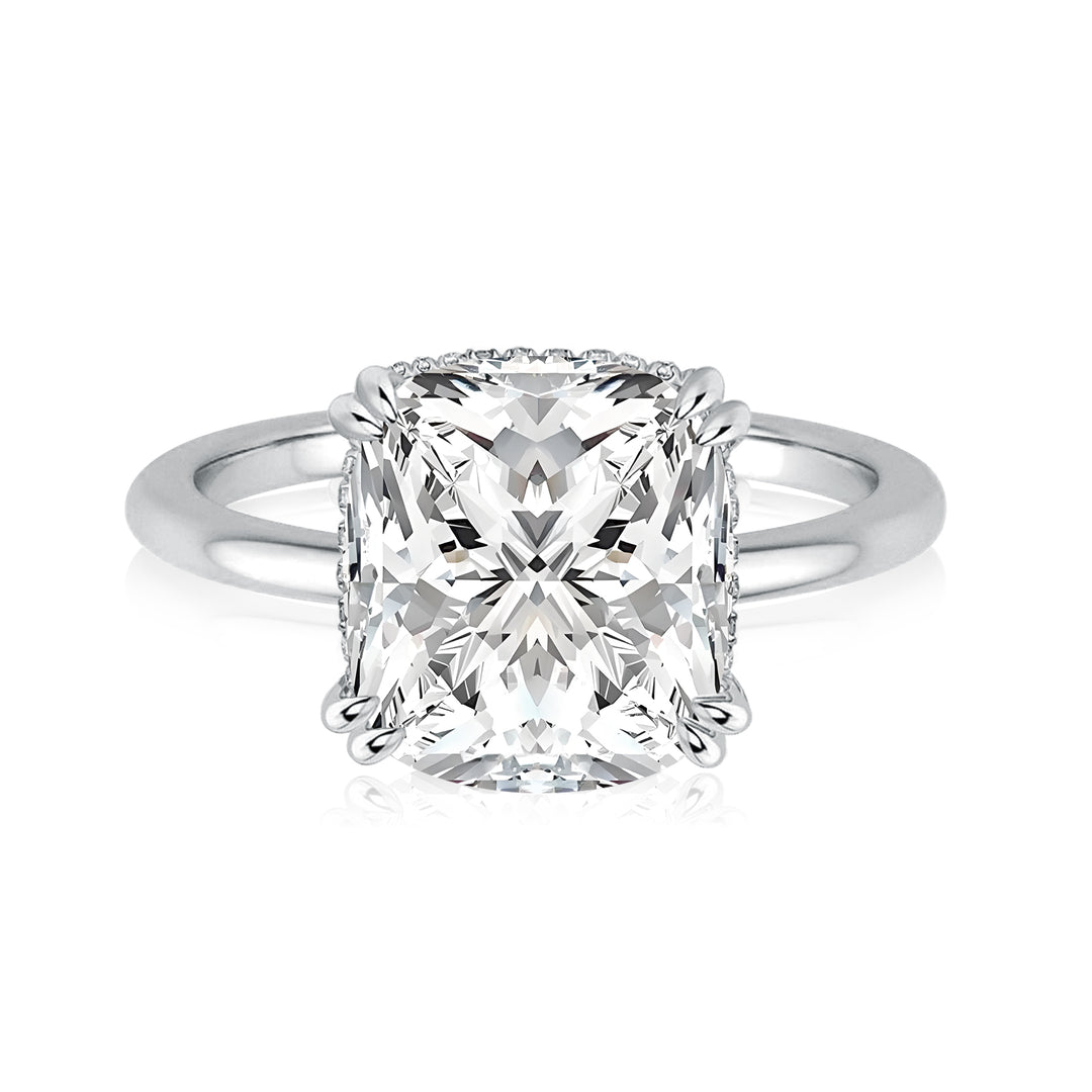 Rodiffy Moissanite 4.5 Ct Cushion Cut White Gold Engagement Ring