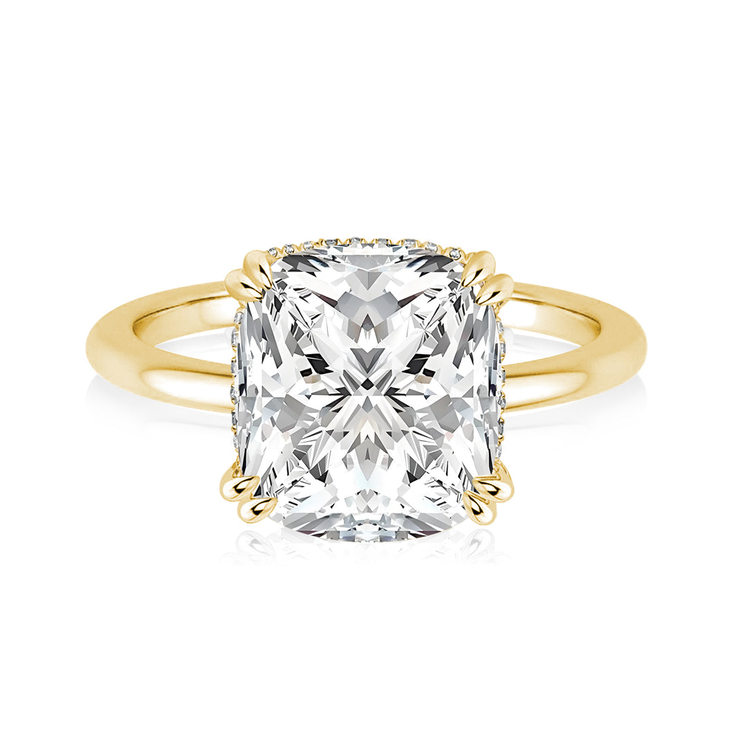 Rodiffy Moissanite 4.5 Ct Cushion Cut Yellow Gold Engagement Ring