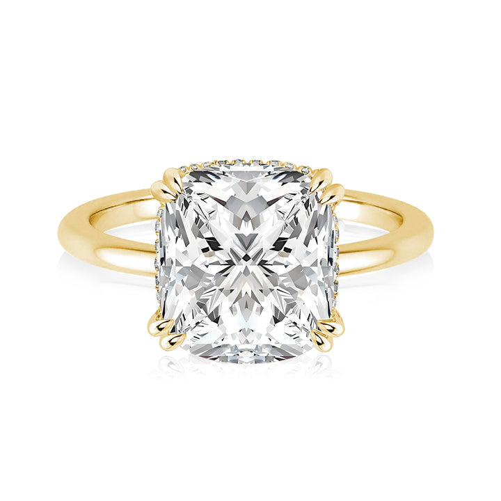 Rodiffy Moissanite 4.5 Ct Cushion Cut Yellow Gold Engagement Ring