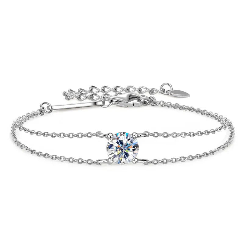 Rodiffy Moissanite 1.0 Ct 4 Prongs Round Cut Bracelet