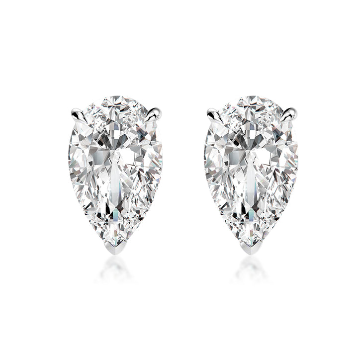 Rodiffy Moissanite 1.0 Ct*2 Diamond White Gold Pear Stud Earrings