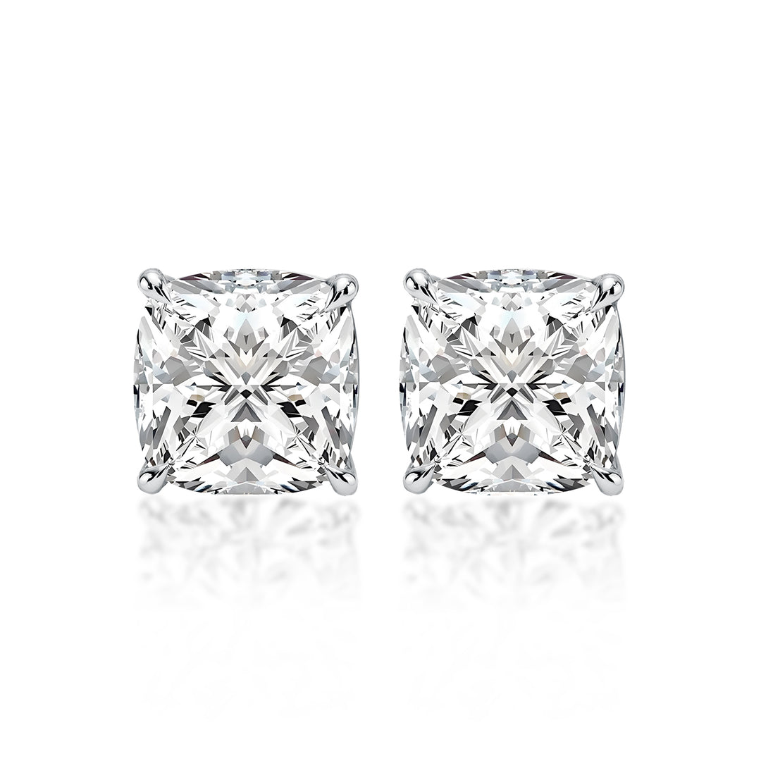 Moissanite 2.0Ct Cushion Cut White Gold Stub Earrings