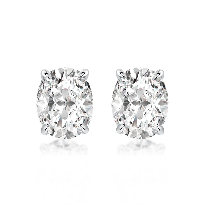 Moissanite Classic 3.0Ct*2 Oval Cut Stud Earrings In Sterling Silver