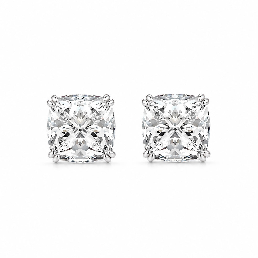 S925 Moissanite 1.5Ct*2 Cushion Cut Brilliant Stud Earrings In Sterling Silver Earring Gift For Women