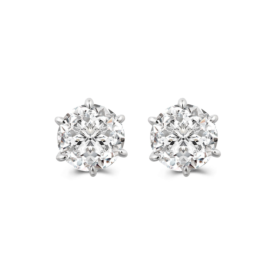 S925 Moissanite 0.8Ct*2PC Round Cut 18K White Gold Plated Stud Earrings For Daily Wear