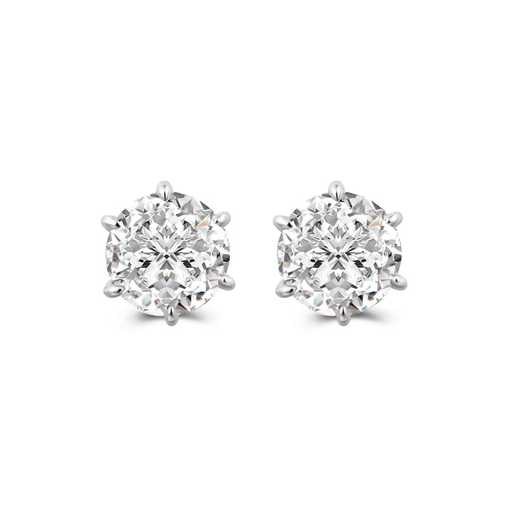 S925 Moissanite 0.8Ct*2PC Round Cut 18K White Gold Plated Stud Earrings For Daily Wear