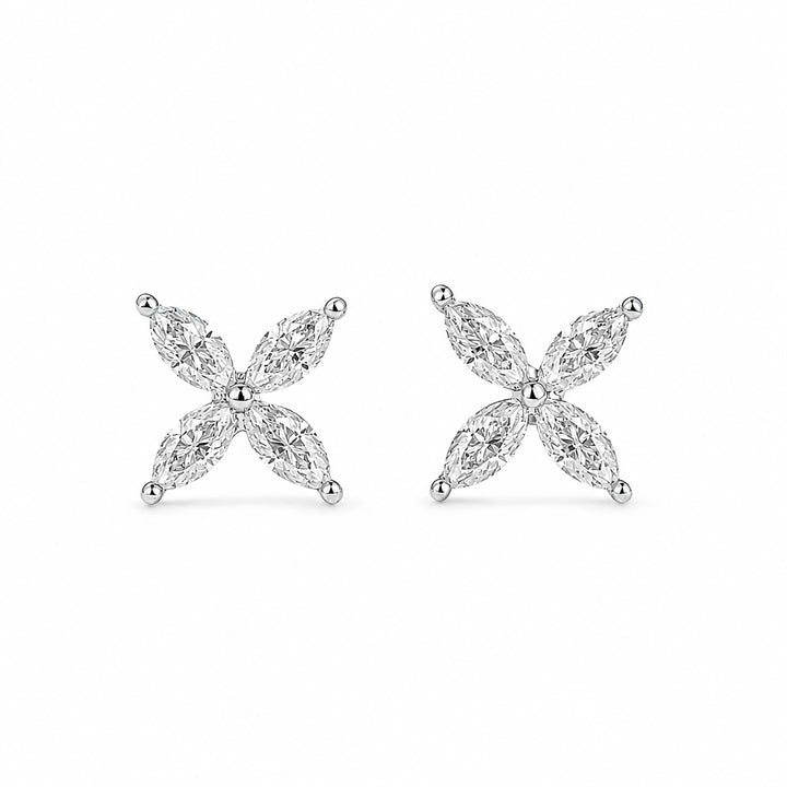 S925 Moissanite 0.8Ct*2 Marquise Floral Stud Earrings