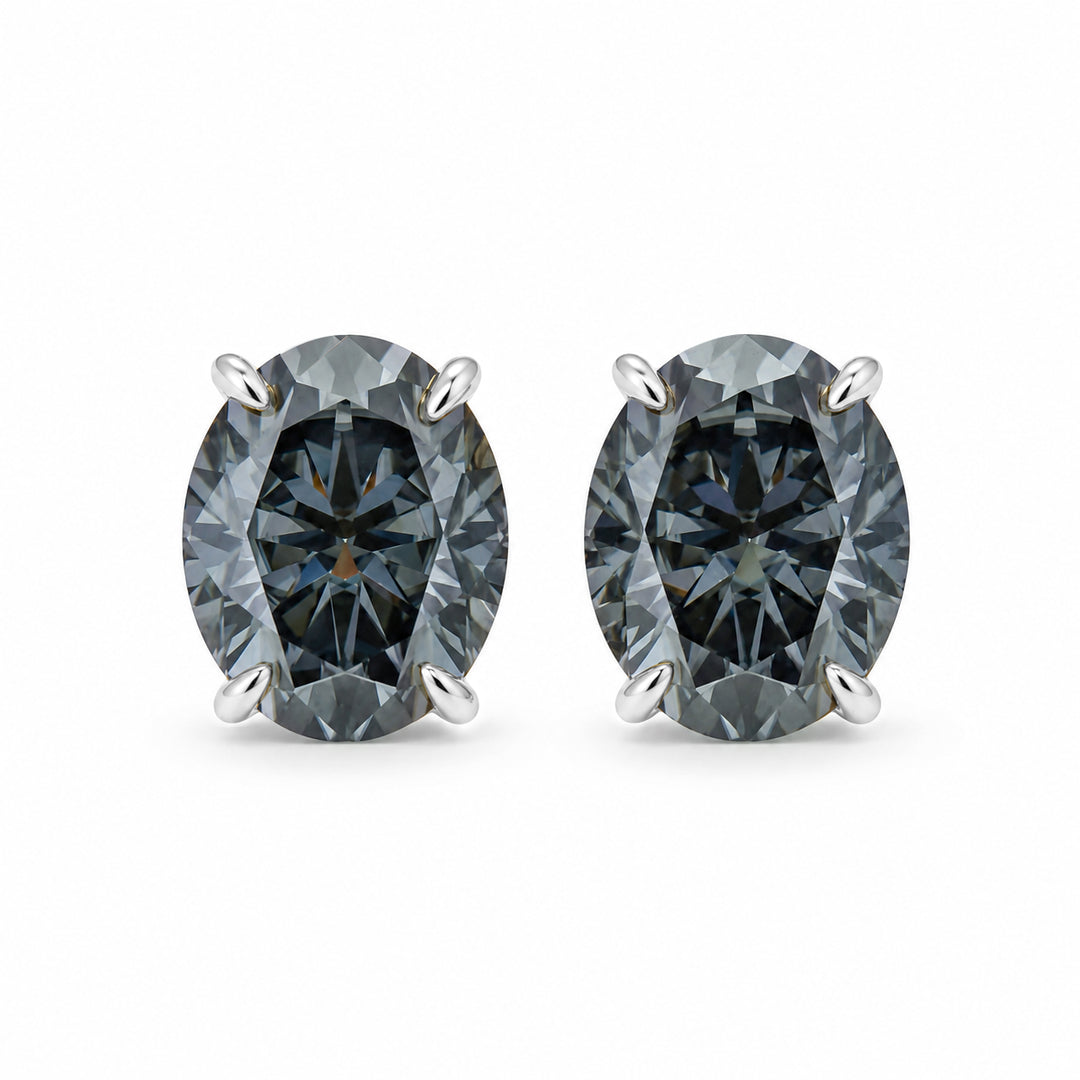 S925 Moissanite 3Ct*2Pcs Oval Cut Stud Earrings 18k White Gold Plated Classic Daily Wedding Jewelry Gift For Women