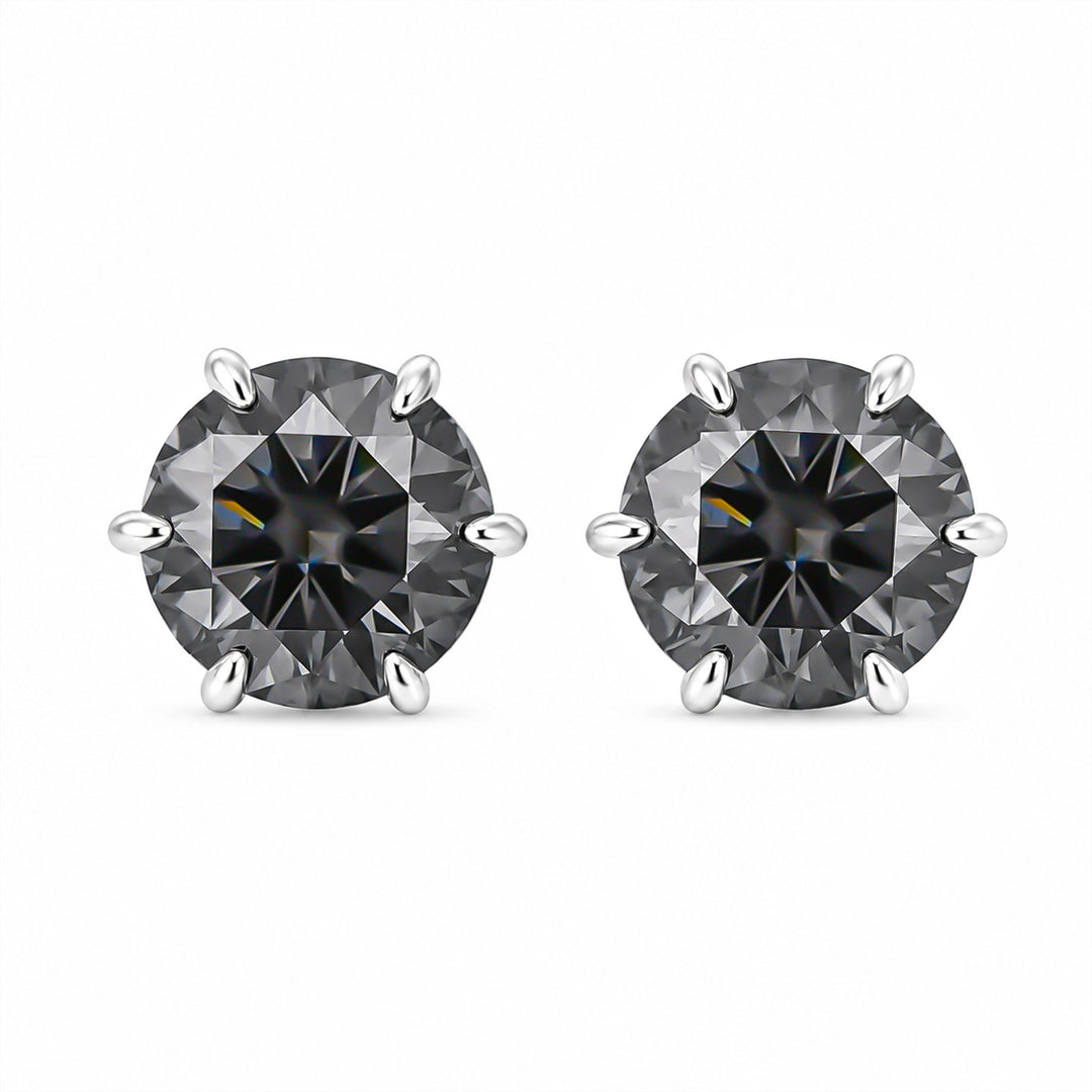 S925 Moissanite 1.2*2 Round Cut Grey Classic Stud Earrings For Daily Wear