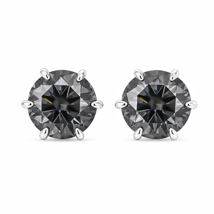 S925 Moissanite 1.2*2 Round Cut Grey Classic Stud Earrings For Daily Wear