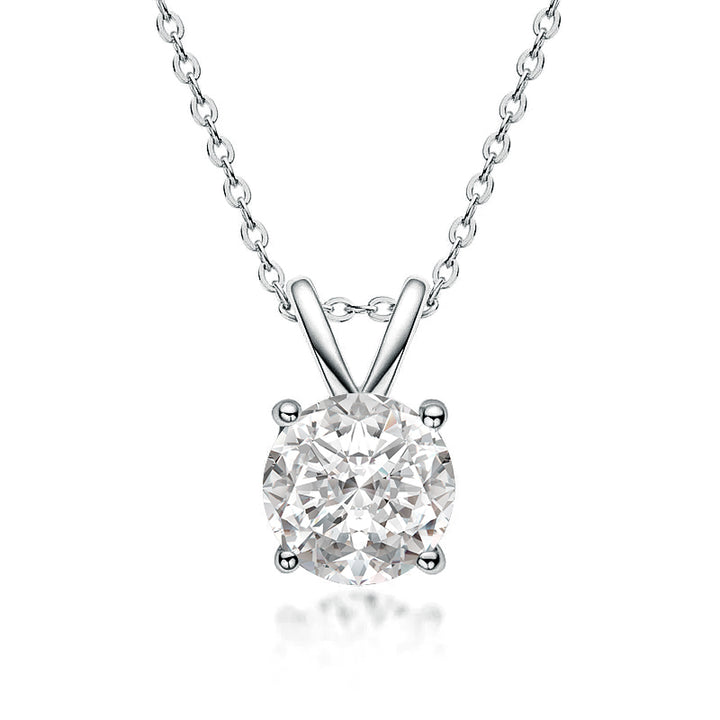 Rodiffy Moissanite 1.0 Ct Round Cut White Gold 4 Prong Pendant Necklace