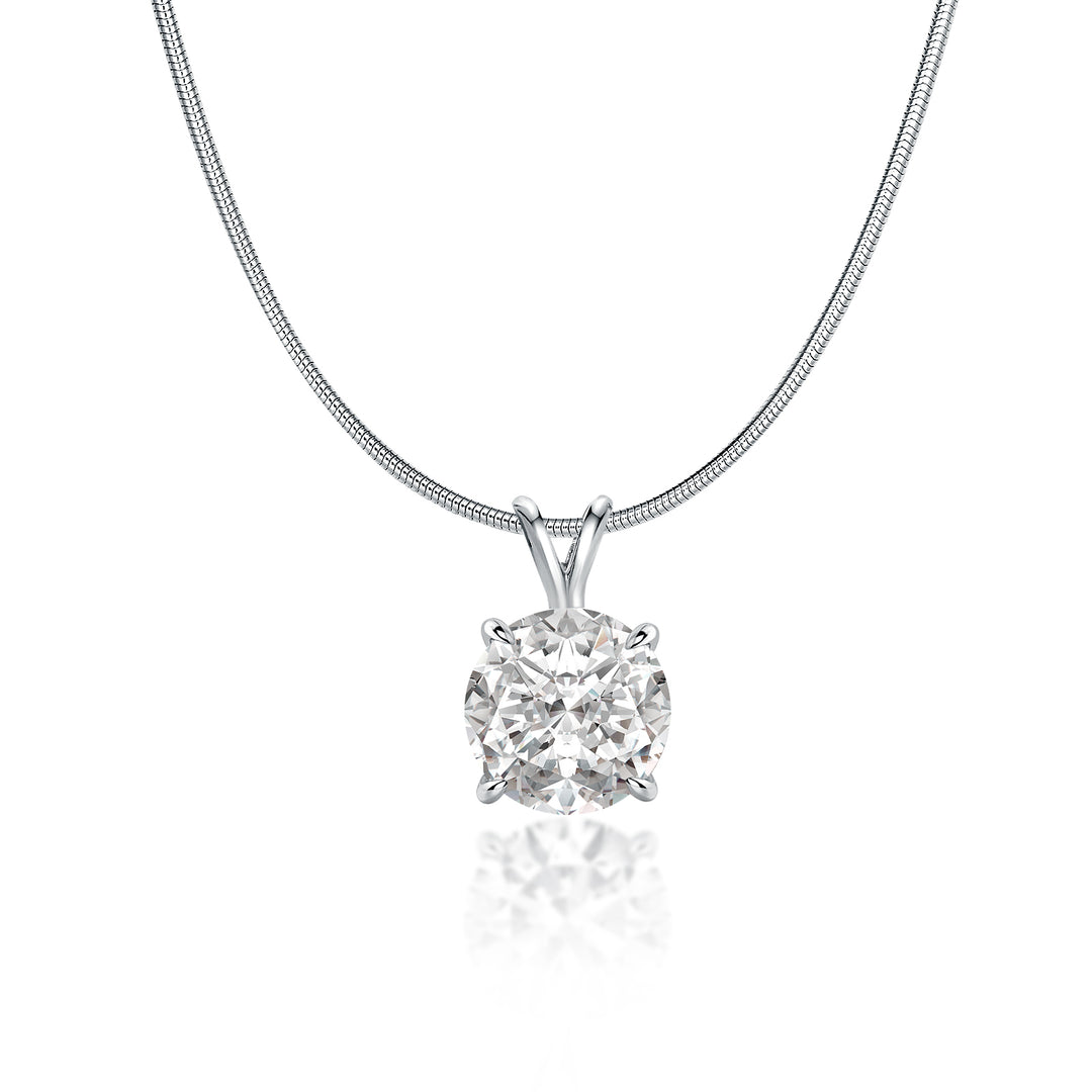 Rodiffy Moissanite 3.0 Ct Round Cut White Gold Pendant Necklace