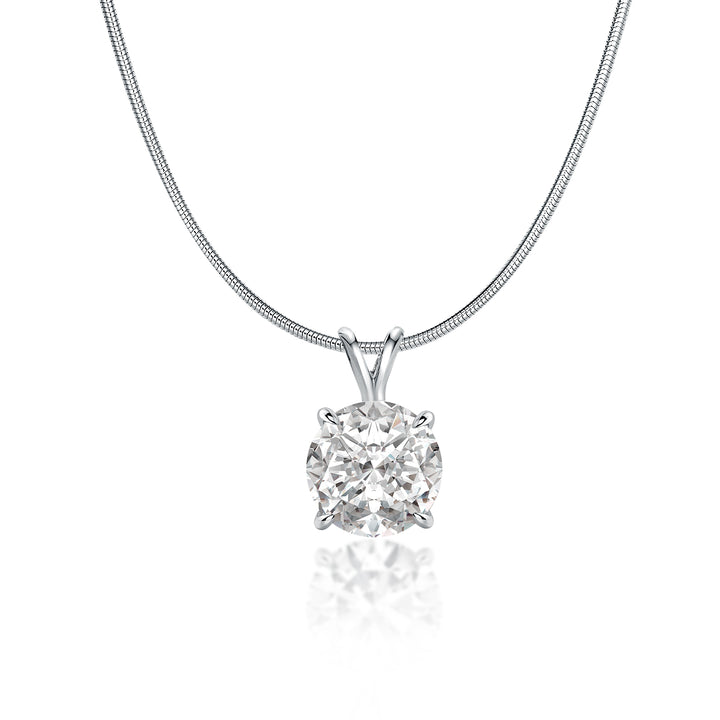 Rodiffy Moissanite 3.0 Ct Round Cut White Gold Pendant Necklace
