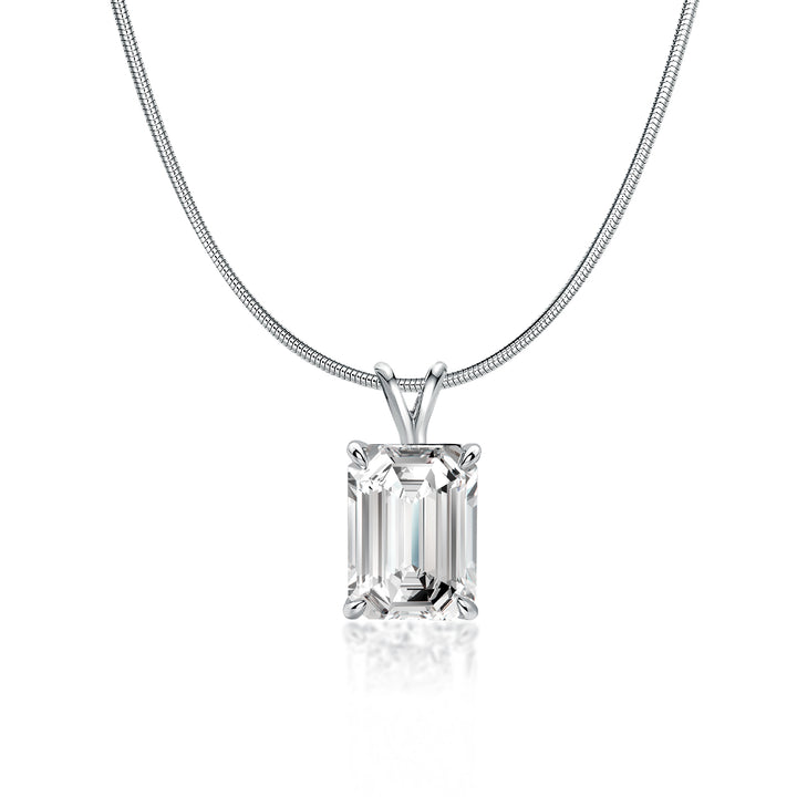 Moissanite 3.5Ct Emerald Cut White Gold Pendant Necklace