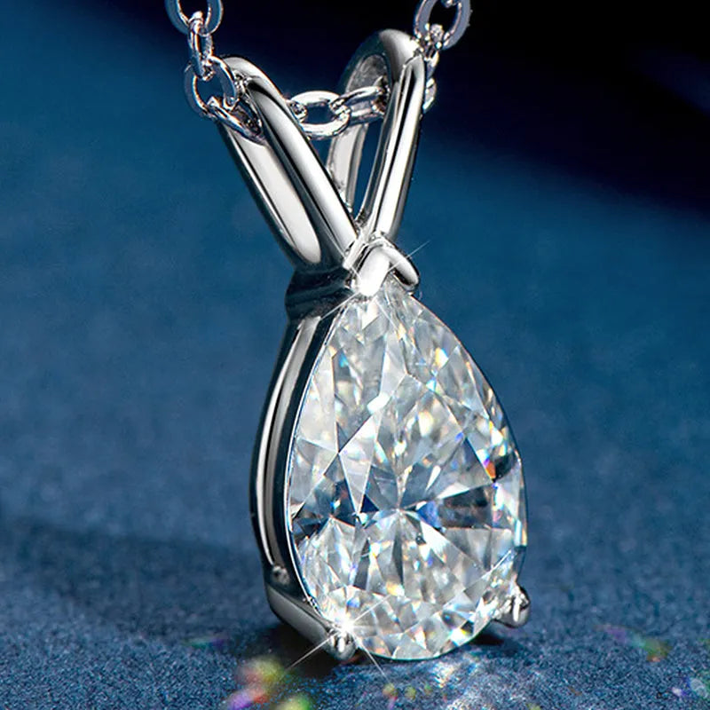 Rodiffy Moissanite 1.5 Ct Pear Cut Pendant Necklace