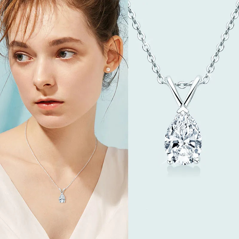 Rodiffy Moissanite 1.5 Ct Pear Cut Pendant Necklace