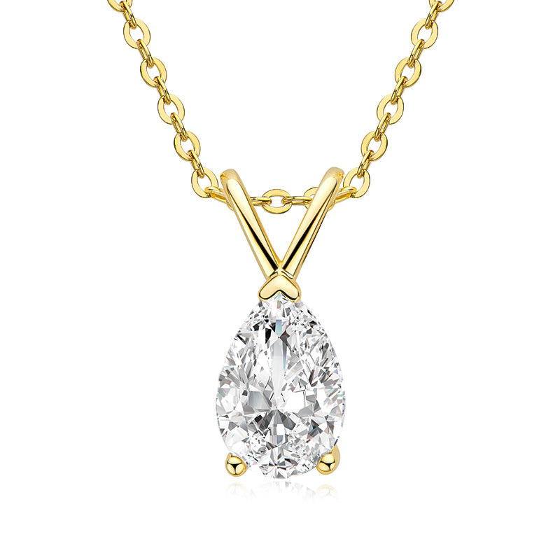 Rodiffy Moissanite 1.5 Ct Pear Cut Yellow Gold Pendant Necklace