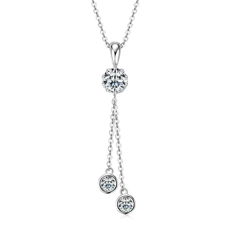 Rodiffy Moissanite 2.0 Ct Round Cut White Gold Pendant Necklace