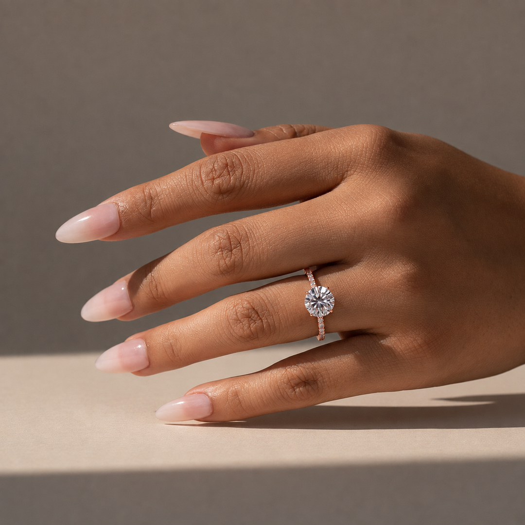 S925 Moissanite 2.0 Ct Round Cut Promise Ring For Women