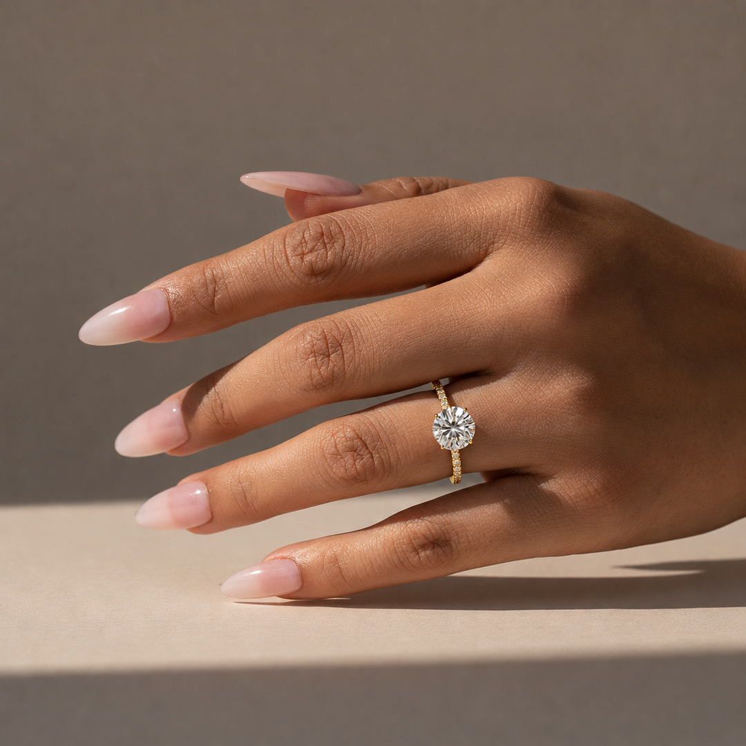 S925 Moissanite 2.0 Ct Round Cut Promise Ring For Women