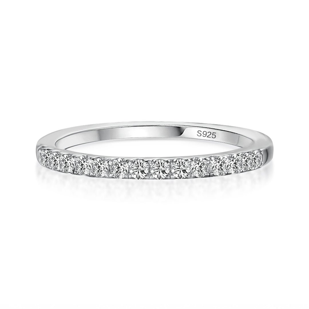 Rodiffy Moissanite 0.5 Ct Round Cut Half Halo White Gold Anniversary Ring