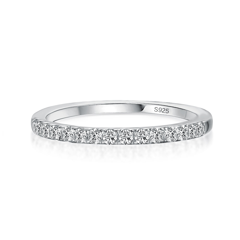 Rodiffy Moissanite 0.5 Ct Round Cut Half Halo White Gold Anniversary Ring