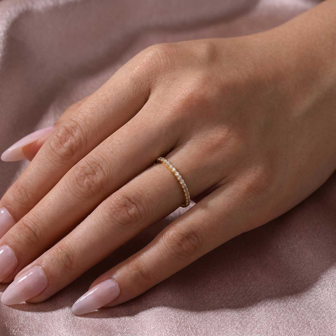 Rodiffy Moissanite 0.5 Ct Round Cut Yellow Gold Anniversary Ring
