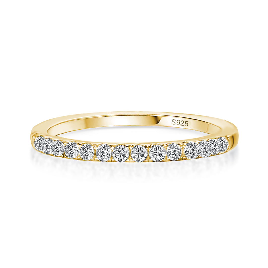 Rodiffy Moissanite 0.5 Ct Round Cut Yellow Gold Anniversary Ring