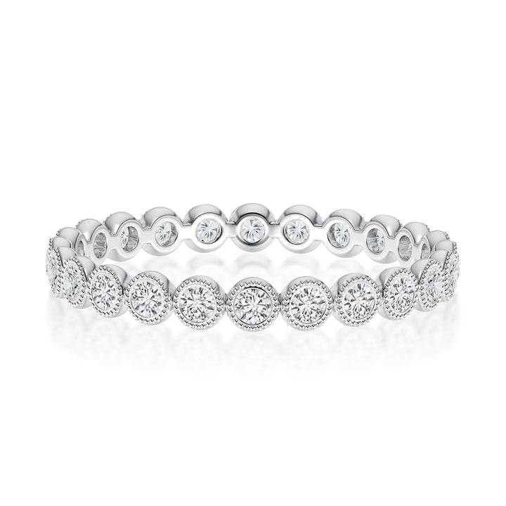 Rodiffy Moissanite 0.5 Ct Round Cut Pave White Gold Wedding Band