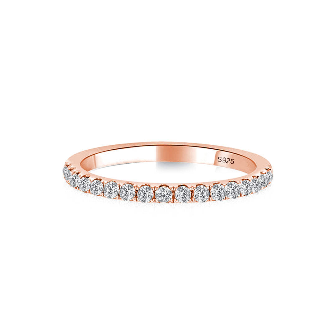 Rodiffy Moissanite 0.5 Ct Rose Gold  Full Eternity Thin Wedding Band For Women