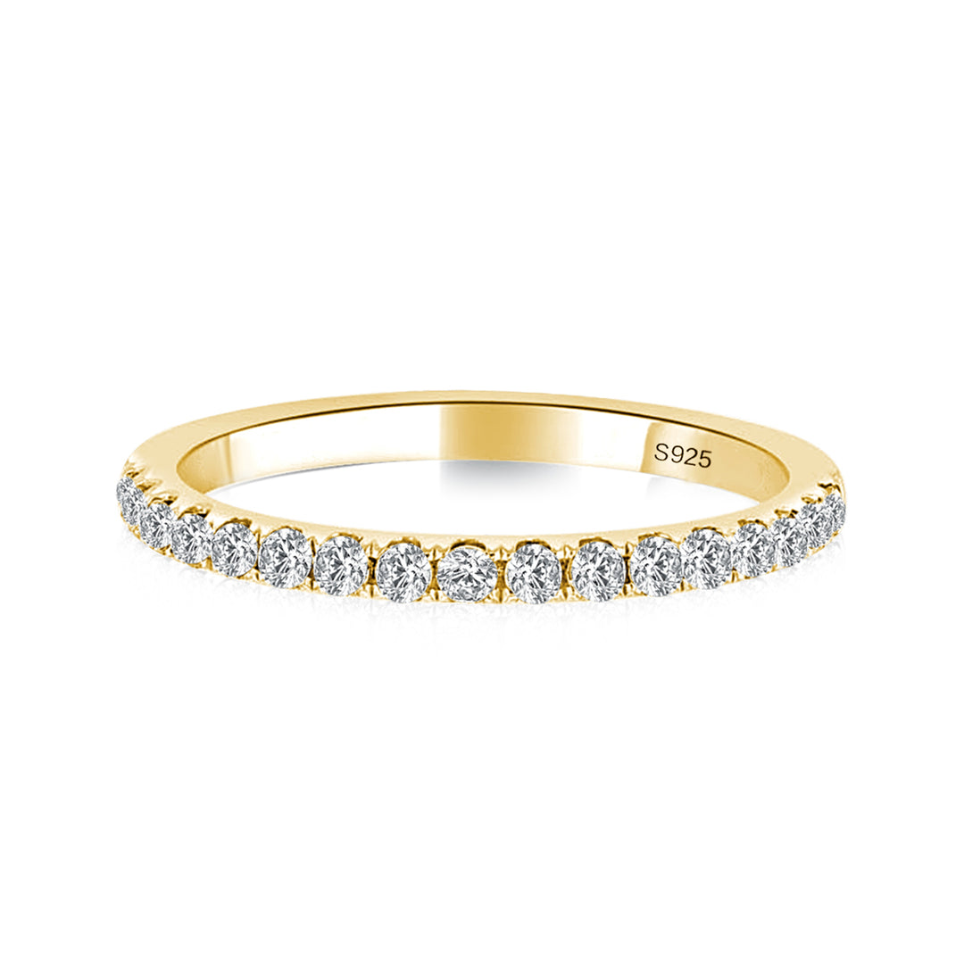 Rodiffy Moissanite 0.5 Ct Yellow Gold  Full Eternity Thin Wedding Band For Women