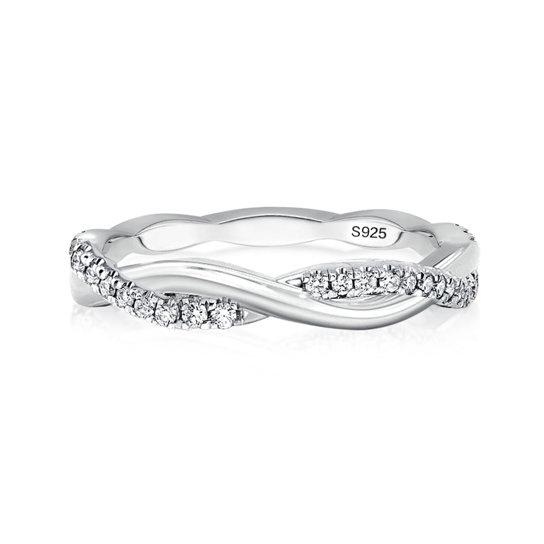 Rodiffy Moissanite 0.3 Ct Round Cut Pave White Gold Wedding Band