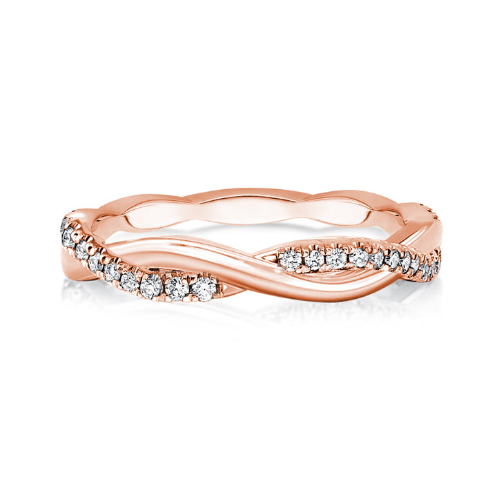 Rodiffy Moissanite 0.3 Ct Round Cut Pave Rose Gold Wedding Band