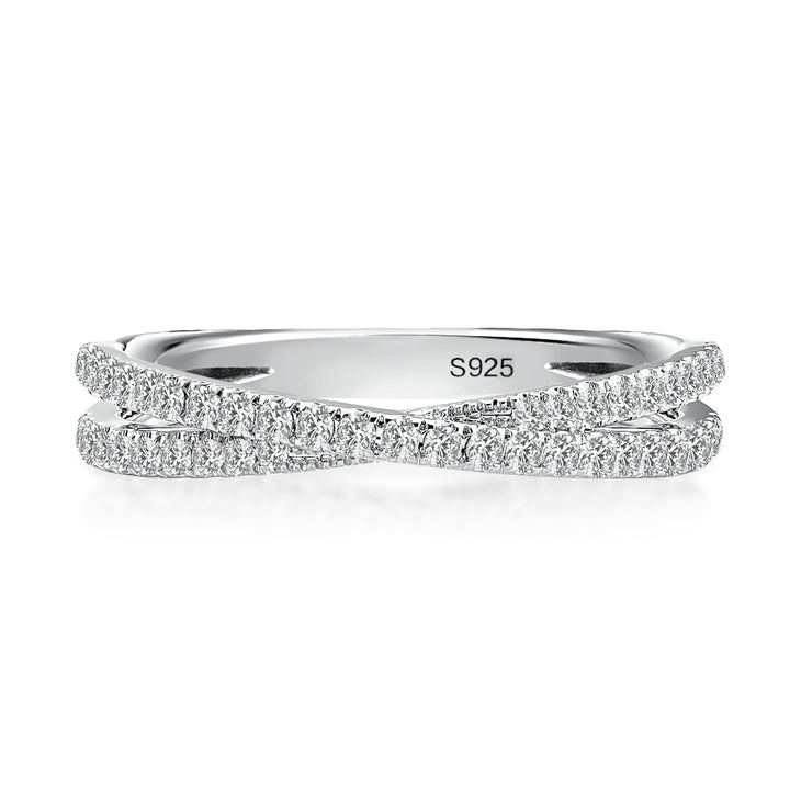 Rodiffy Moissanite 2.0 Ct  X Criss Cross White Gold Wedding Band