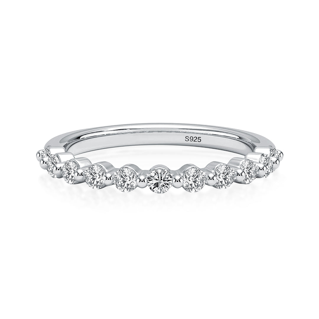 Rodiffy Moissanite 0.4 Ct Round Cut Half Eternity Thin Women's Wedding Band