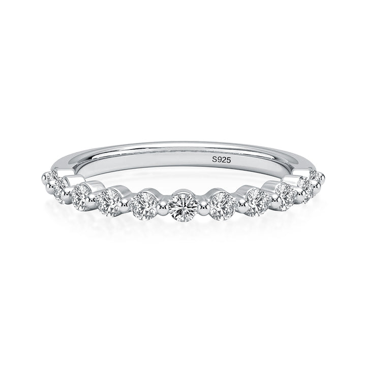 Rodiffy Moissanite 0.4 Ct Round Cut Half Eternity Thin Women&
