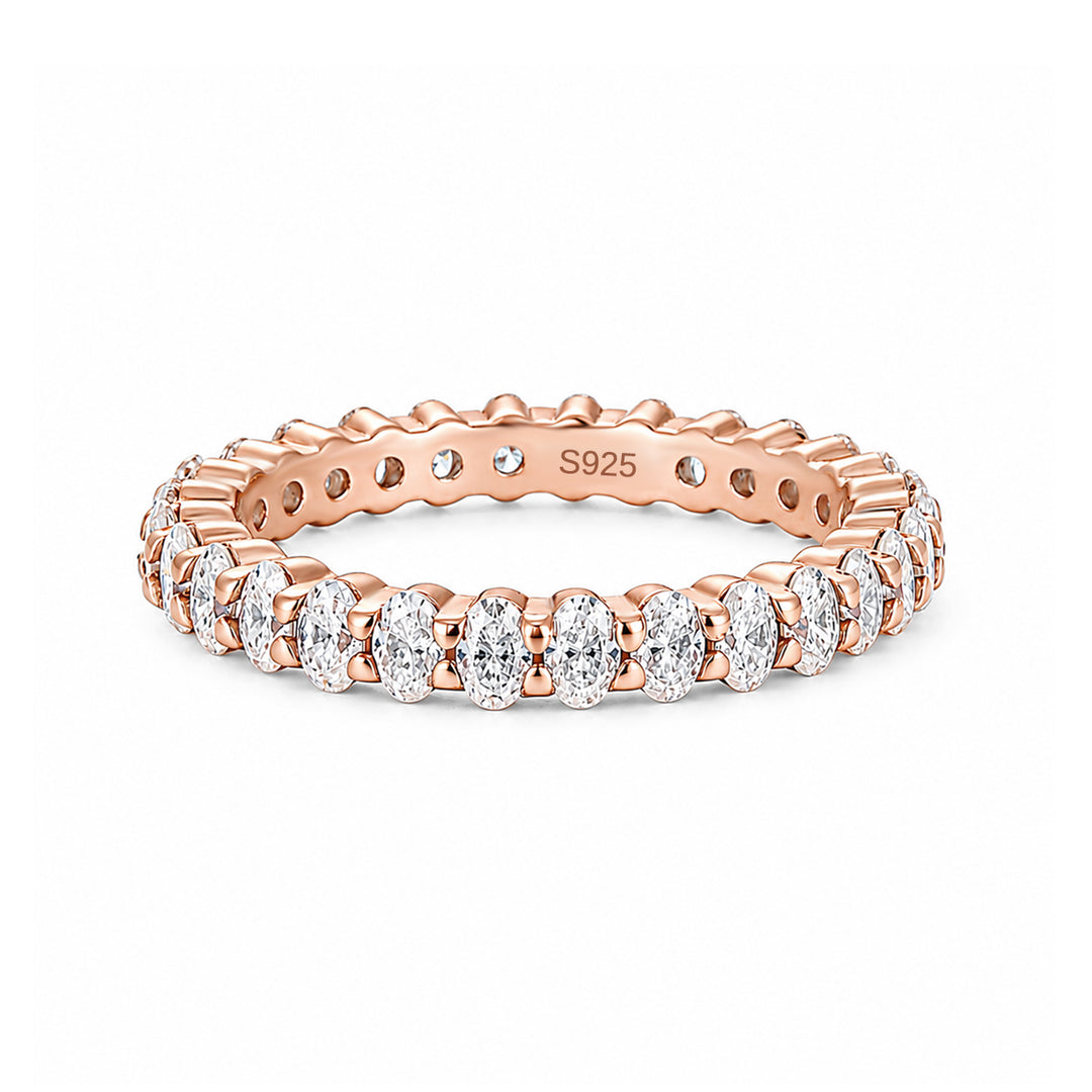 Rodiffy Moissanite 3.0 Ct Oval Cut Full Rose Gold Wedding Band for Women
