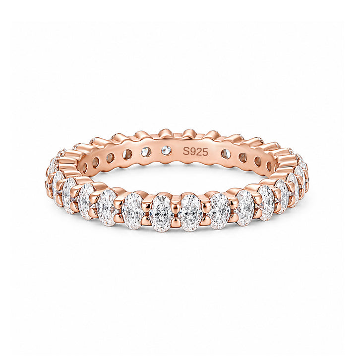 Rodiffy Moissanite 3.0 Ct Oval Cut Full Rose Gold Wedding Band for Women