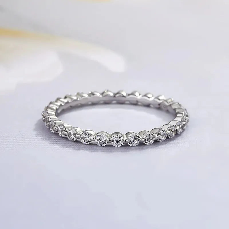 Rodiffy Moissanite 1.0 Ct White Gold Round Cut Full Eternity Wedding Band