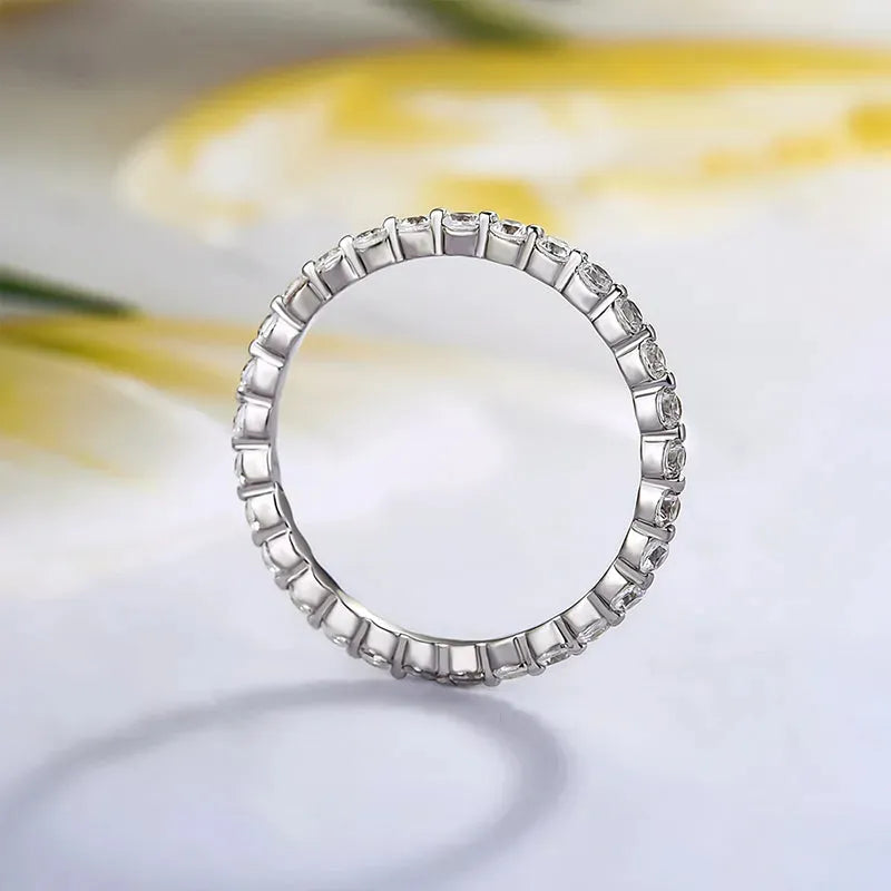 Rodiffy Moissanite 1.0 Ct White Gold Round Cut Full Eternity Wedding Band