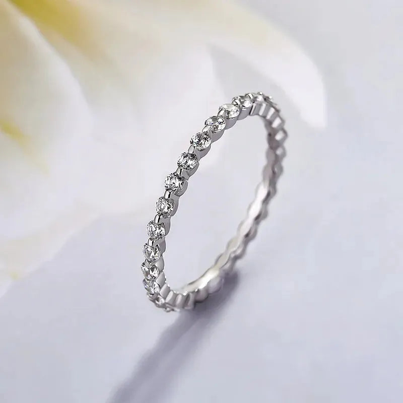 Rodiffy Moissanite 1.0 Ct White Gold Round Cut Full Eternity Wedding Band