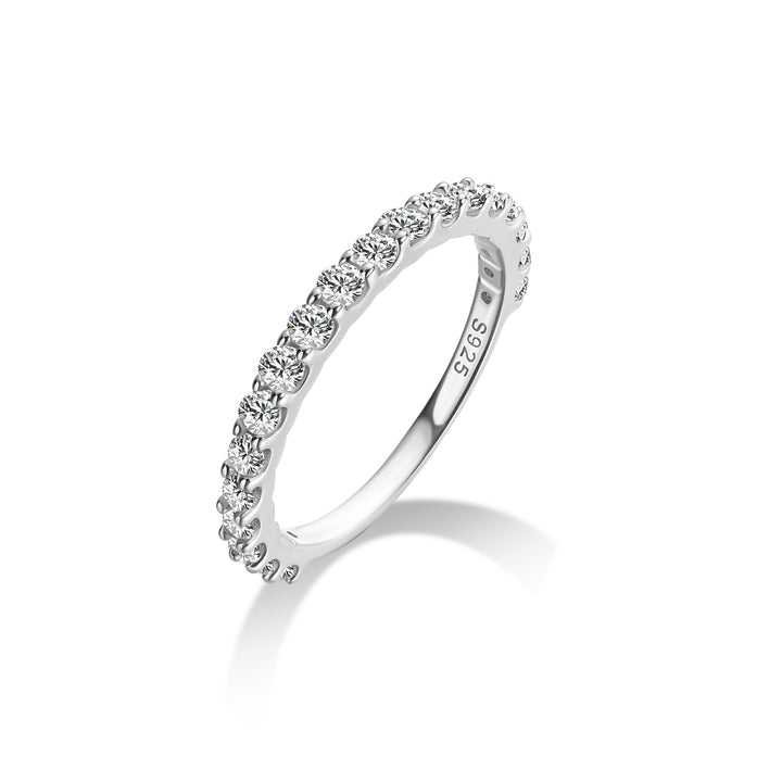 Rodiffy Moissanite 0.6 Ct White Gold Round Cut Eternity Wedding Band