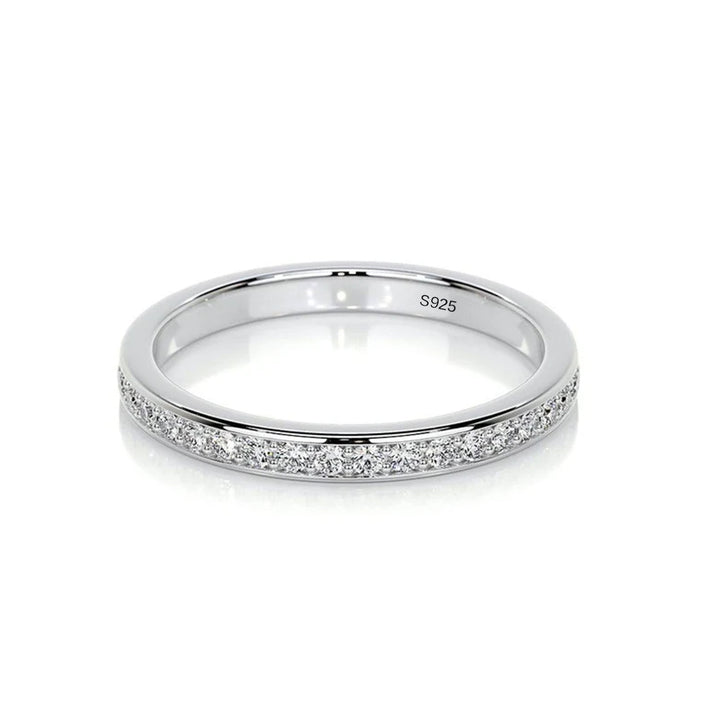 Channel Set Round Cut Wedding Ring In 925 Sterling Silver