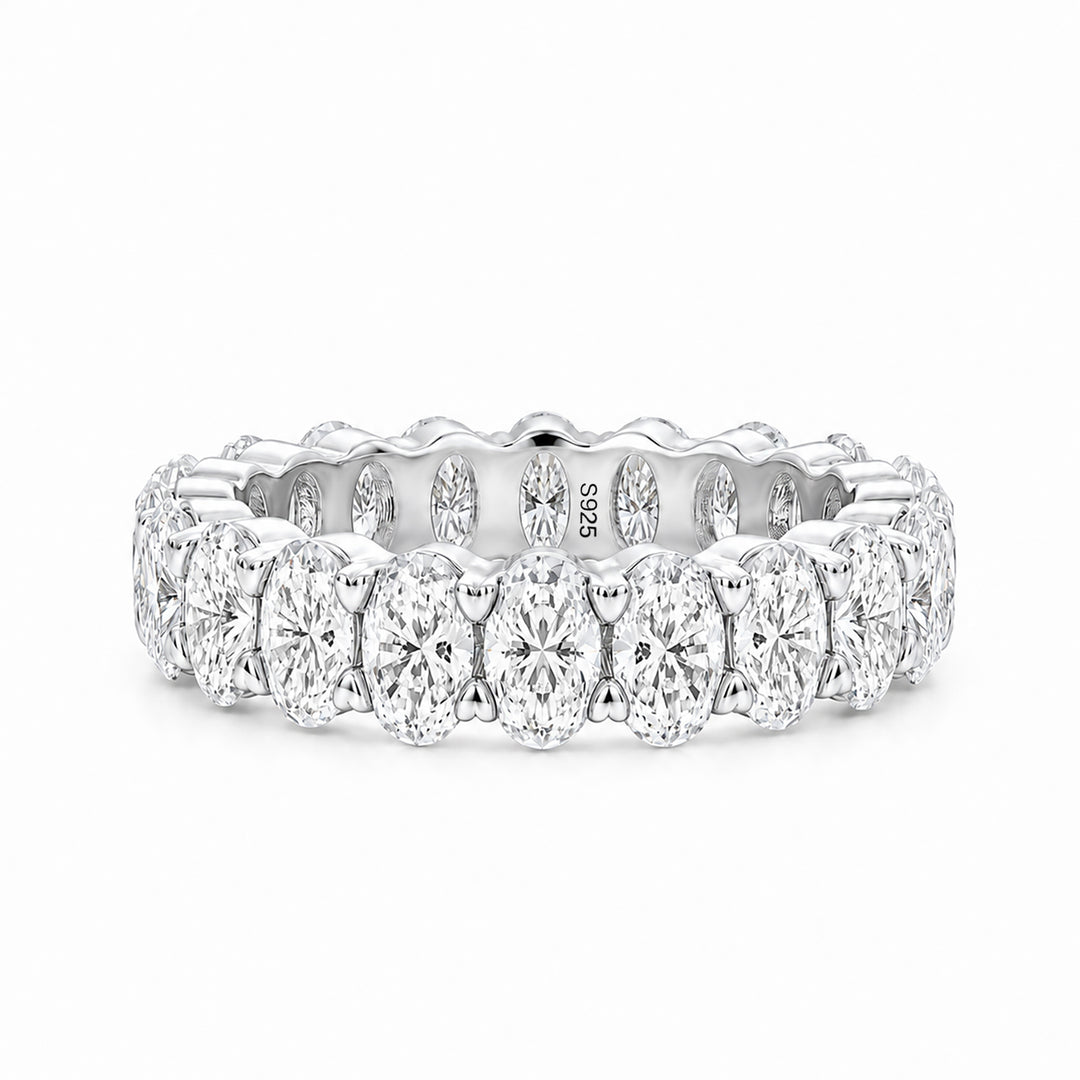 Moissanite 5.0CT Oval Cut Stackable Full Eternity Statement Ring For Daily Wear