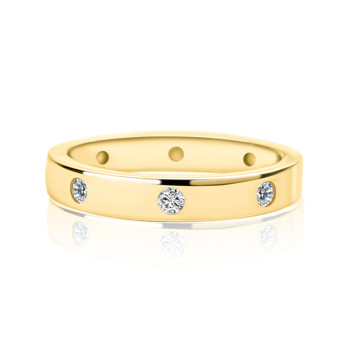 Rodiffy Moissanite Round Cut Yellow Gold Wide Wedding Band