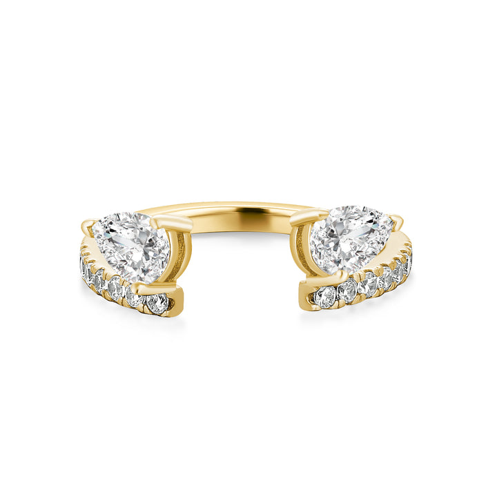 S925 1.0Ct Pear Cut Yellow Gold/White Gold/Rose Gold Open Wedding Band In Sterling Silver