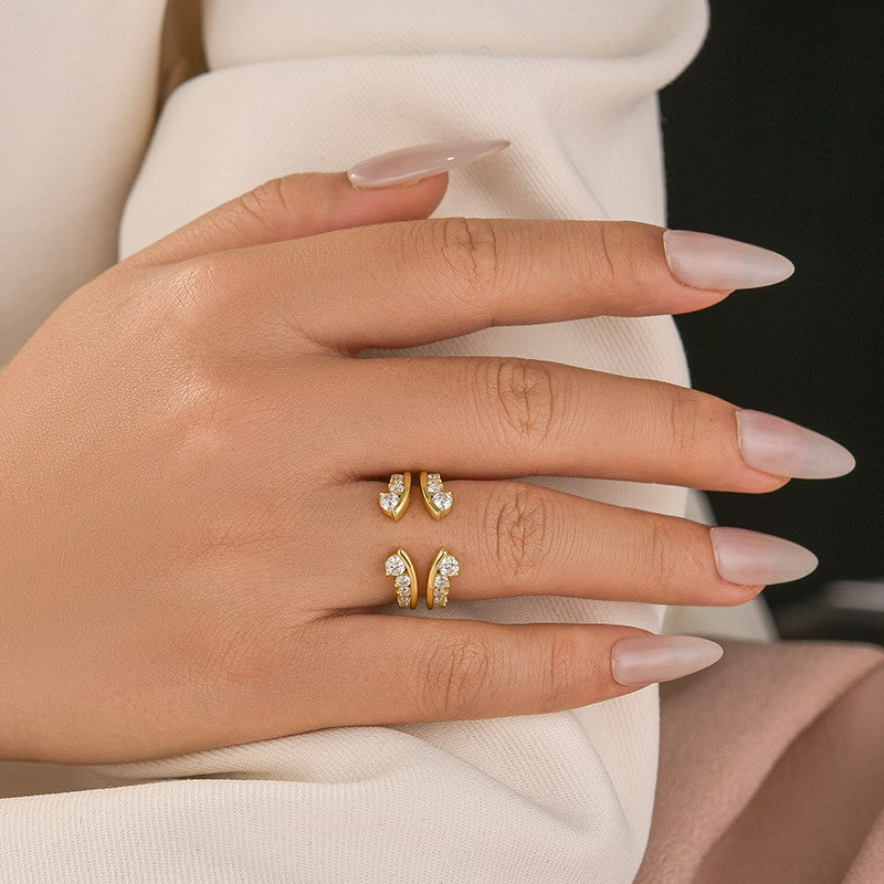 Moissanite Round Cut Jacket Yellow Gold Stack Wedding Band