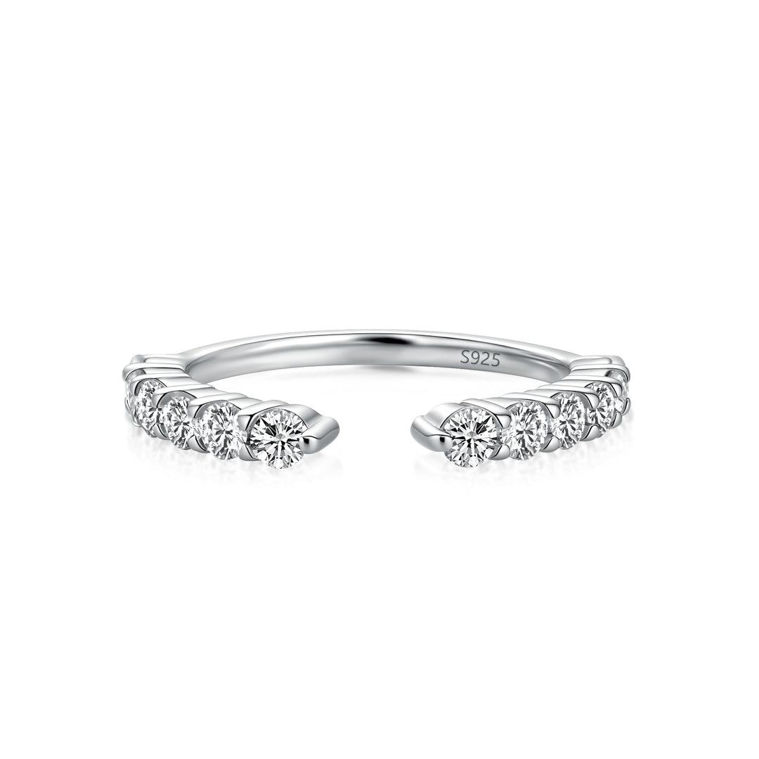 Open Round Cut White Gold Wedding Band