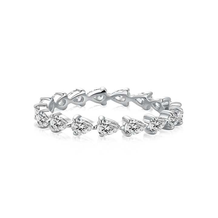 Full Eternity Pear Cut White Gold Wedding Band