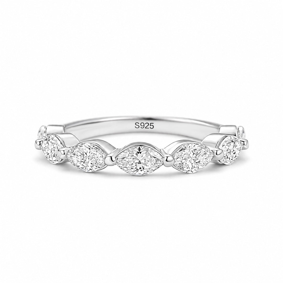 Moissanite 1.75CT Marquise Cut Stackable Half Eternity Ring In Sterling Silver